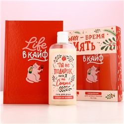 Новогодний подарочный набор косметики «Время сиять», гель для душа 250 мл и ежедневник, Чистое счастье
