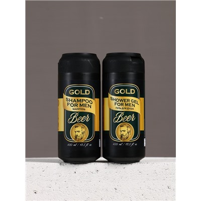 Подарочный набор Gold Beer, гель для душа и шампунь для волос, 2×400 мл, HARD LINE