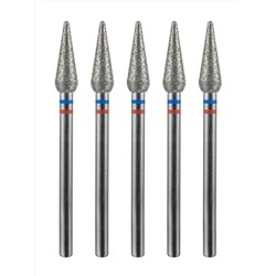 MANITA Фреза алмазная капля большая для аппаратного маникюра 866.104.260.120.040 ФАК-4.0 12 М-С, сине-красная насечка, ø 4,0 мм, 5 шт. 28370