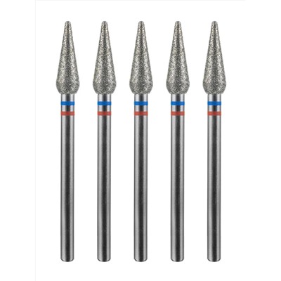 MANITA Фреза алмазная капля большая для аппаратного маникюра 866.104.260.120.040 ФАК-4.0 12 М-С, сине-красная насечка, ø 4,0 мм, 5 шт. 28370