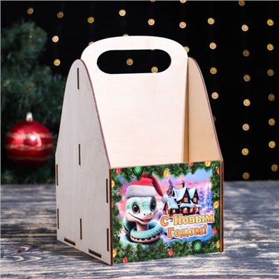 Ящик для пива Дарим Красиво «С Новым Годом!», 15×15×25 см, дерево