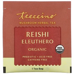 Teeccino, Mushroom Herbal Tea, Organic Reishi Eleuthero, French Roast, Caffeine Free, 10 Tea Bags, 2.12 oz (60 g)