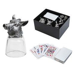 Подарочный набор рюмок-перевёртышей «Настоящему мужчине», на 4 персоны, рюмка 50 мл, карты