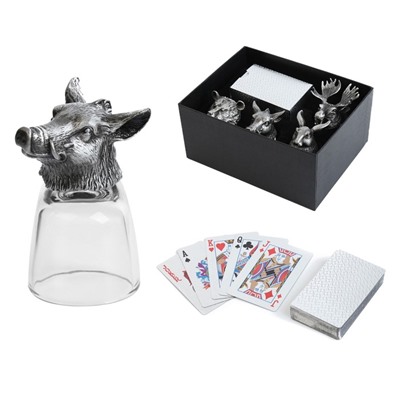 Подарочный набор рюмок-перевёртышей «Настоящему мужчине», на 4 персоны, рюмка 50 мл, карты