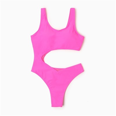 Купальник женский слитный однотонный с вырезом на животе MINAKU, размер 42, фуксия