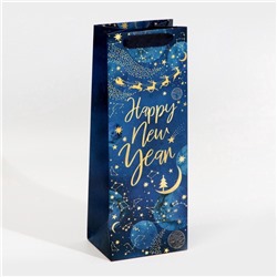 Пакет подарочный новогодний под бутылку «С Новым годом», 13×35×10 см