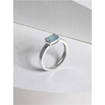 Кольцо из серебра с натуральным бирюзовым халцедоном родированное 925 пробы К-0103-52-09