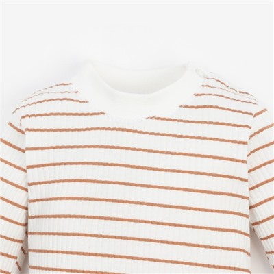 Лонгслив Крошка Я BASIC LINE, рост 62-68 см, полоска бежевая