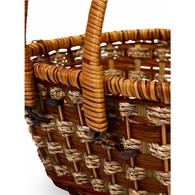 Корзина плетеная для хранения «Пикник», 33×24×13 см, ручка h=16 см, лоза, коричневая