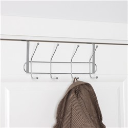 Вешалка на дверь на 4 двойных крючка Доляна «Блеск», 31×15×11 см, цвет хром