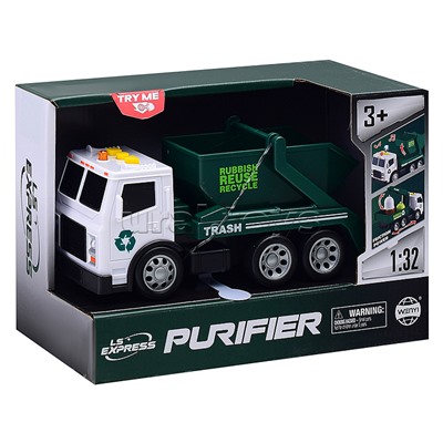 Машина "Мусоровоз" с ковшом, 1:32 (свет, звук) в коробке