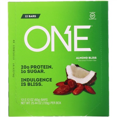 One Brands, Батончик ONE, миндальное наслаждение, 12 батончиков по 60 г (2,12 унций)