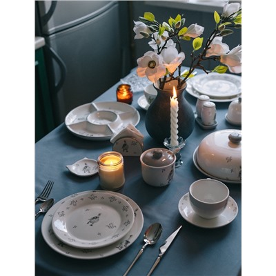 Тарелка десертная Доляна «Гуси», d=20.3 см, фарфор, белая