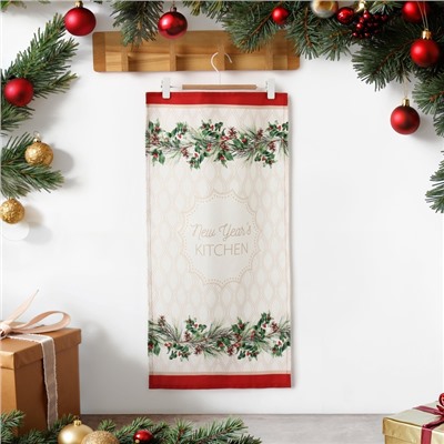 Полотенце Этель «Christmas wreath» 40×73 см, 100% хлопок, саржа 190 г/м²