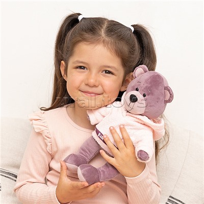 Мишка Ронни в худи цвета лотоса, 21см, в коробке