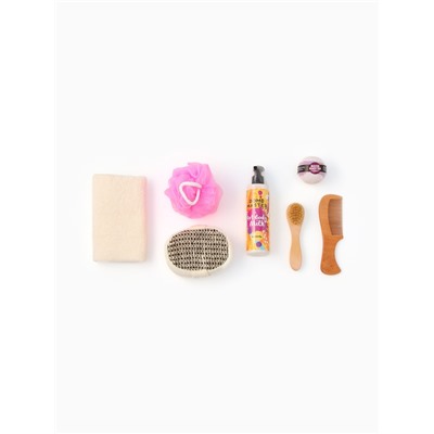 Набор подарочный «Этель», полотенце 30×60 см, мочалка, щётка