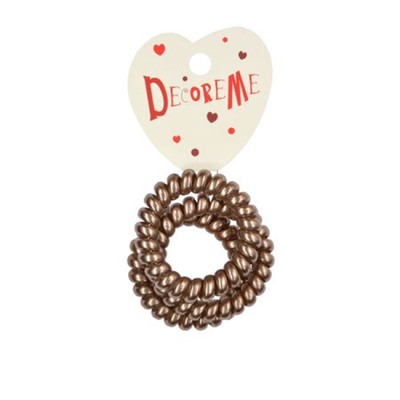 Резинки для волос 3 шт СПИРАЛЬНАЯ ПЕРЛАМУТРОВАЯ(корич.) 2-712/220 DecoreMe