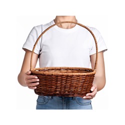 УЦЕНКА Корзина плетёная, 30×25×12/37 см, бамбук, лоза, МИКС