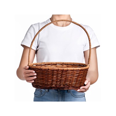 УЦЕНКА Корзина плетёная, 30×25×12/37 см, бамбук, лоза, МИКС