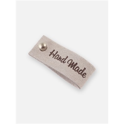 Бирка с кнопкой Hand made, 8×1.5 см, 10 шт., серая