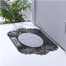 Коврик придверный Доляна «Welcome цветы», 40×70 см, цвет МИКС