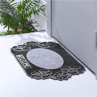 Коврик придверный Доляна «Welcome цветы», 40×70 см, цвет МИКС