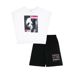 Комплект трикотажный для девочек: фуфайка (футболка), шорты