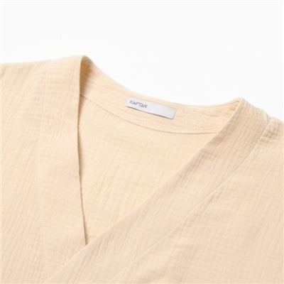 Комплект домашний женский (рубашка на запах, брюки) KAFTAN Basic, размер 48-50, молочный