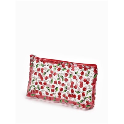 Косметичка женская Cherry lady, для бассейна, на молнии, прозрачная, красная