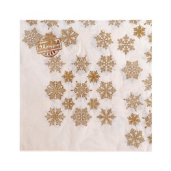 Салфетки новогодние бумажные «Золотые снежинки», 33×33 см, набор 20 шт.