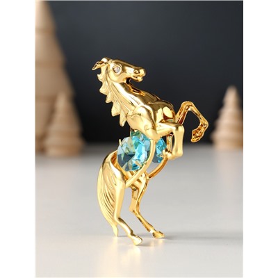 Фигурка металл «Лошадь» с 2 голубыми хрусталиками, 5.5×2×8 см