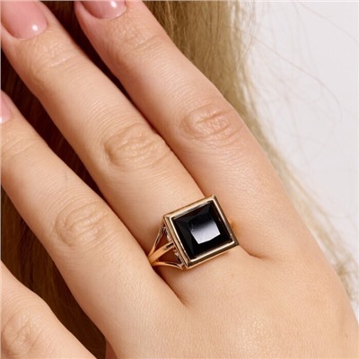 Кольцо 20 р ювелирная бижутерия коллекция "Дубай", покрытие позолота, вставка: фианит, цвет: черный, арт.414.109-20