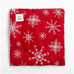 Подушка на стул новогодняя «Белые снежинки», 42×42×5 см, красная