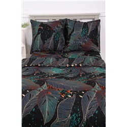 Комплект постельного белья Черное Зеленое полисатин