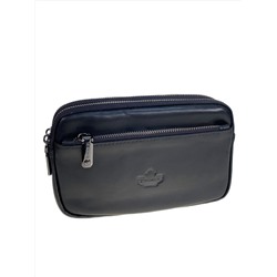 Сумка мужская на пояс из натуральной кожи, цвет черный