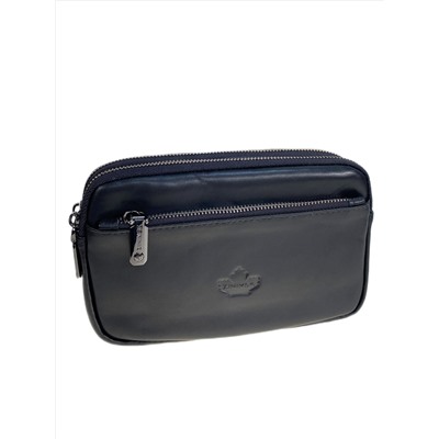 Сумка мужская на пояс из натуральной кожи, цвет черный