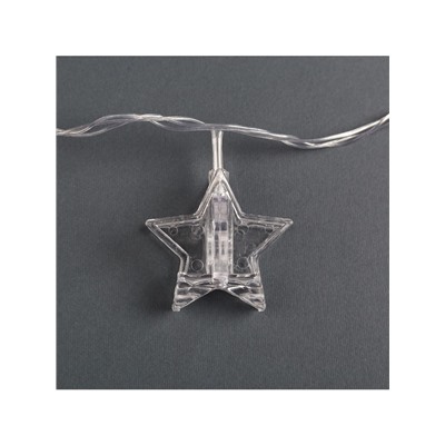 Гирлянда «Нить» 4.5 м с насадками «Прищепки-звёзды», IP20, прозрачная нить, 20 LED, свечение синее, 220 В