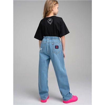 Брюки текстильные джинсовые для девочек