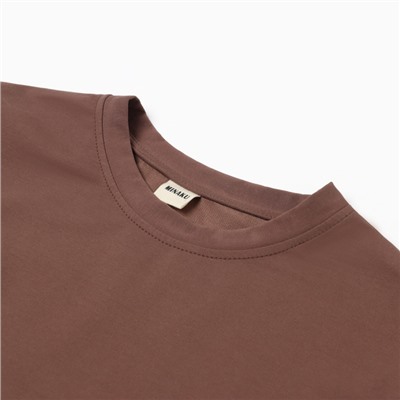 Футболка женская оверсайз с нашивкой MINAKU: One Most Brand, коричневая, размер 46