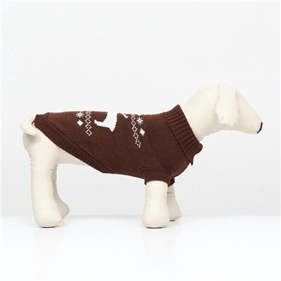 Свитер «Олень», XS (ДС 17, ОШ 17, ОГ 23-37 см), коричневый