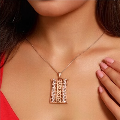 Кулон крупный прямоугольный ювелирная бижутерия коллекция "Дубай" покрытие позолота, вставка: фианиты, цвет: прозрачный, арт.217.347