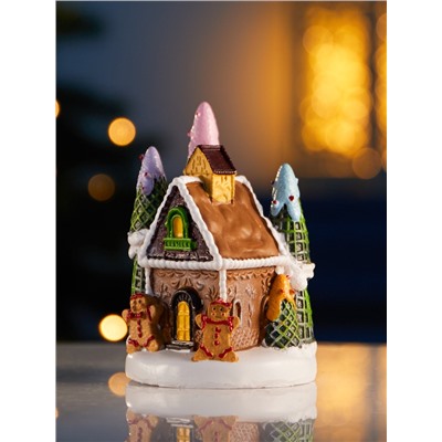 Светодиодная фигура «Дом печеньки», 10×7 см, 4 LED, от батареек, свечение тёплое белое