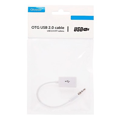 Кабель OTG - jack 3,5 Glossar  10см 1A  (white)