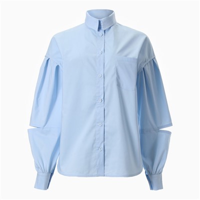 Рубашка женская с объемными рукавами MINAKU: Casual Collection, размер 50, голубая