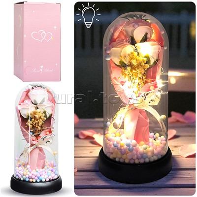 Светильник "Букет роз" в коробке (розовый)