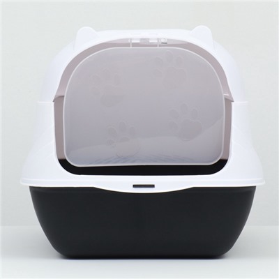 Туалет-домик, 35×50×35 см, пластик, белый, чёрный