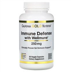 California Gold Nutrition, Защита иммунной системы с помощью Wellmune, бета-глюкан, 250 мг, 90 растительных капсул