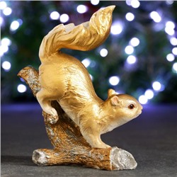 Фигурка полистоун «Белка на ветке», под золото, 7×13×16 см