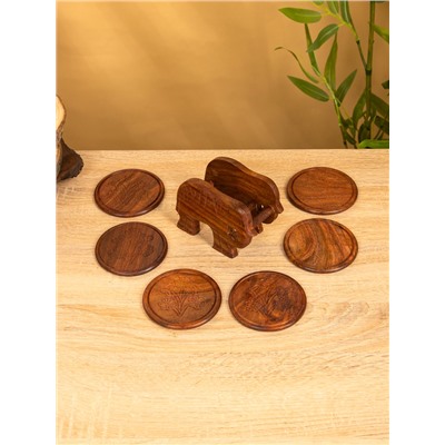 Подставка под горячее «Слон», набор 6 шт., 12×12×6.5 см, дерево шишам