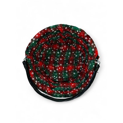 Корзина плетёная для хранения «Новогодняя», 32×32×14 см, ручка h=14 см, зелёная